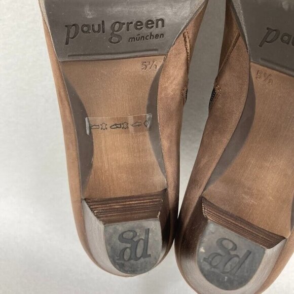 Paul Green Karla Brown Leather Side Zip Ankle Booties Size 5.5 - Picture 7 of 8